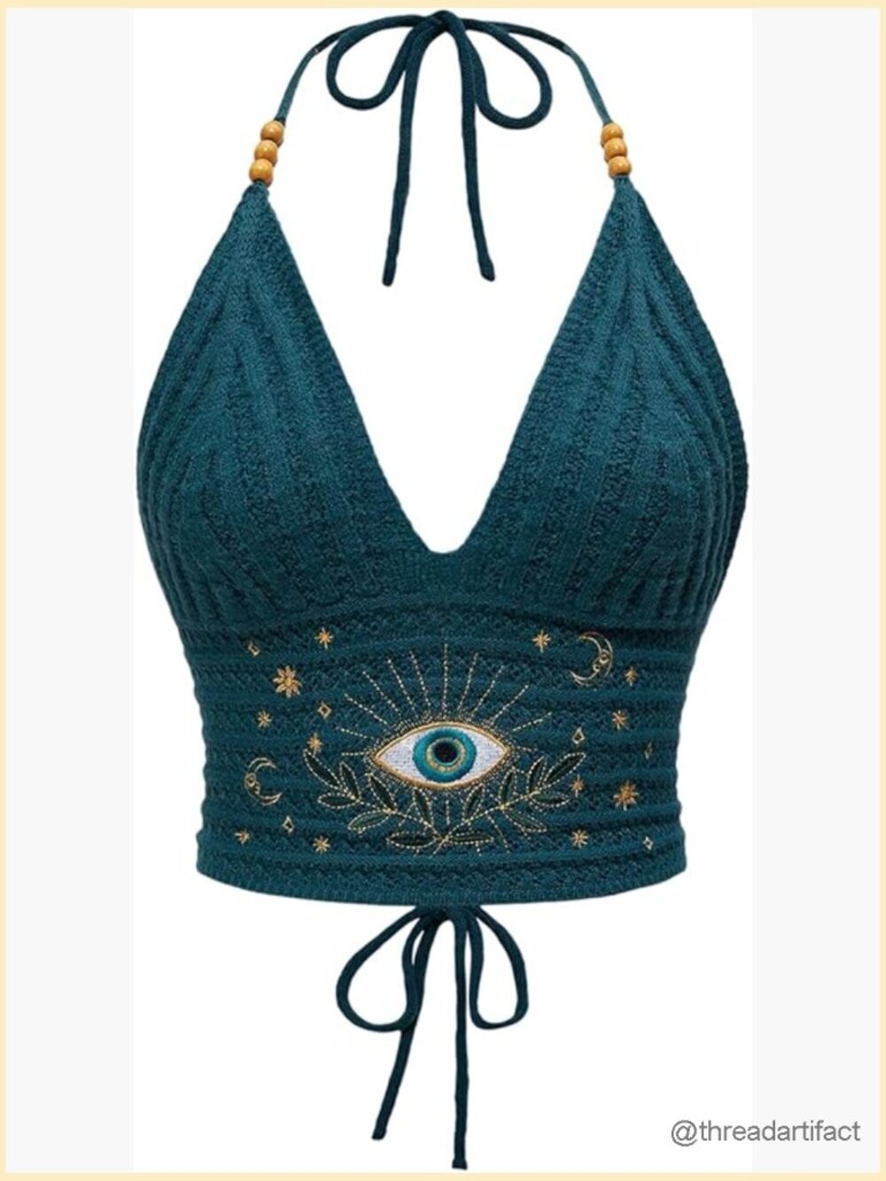 Crochet Halter Top Y2K Boho Crop Tie Back Knit Cami